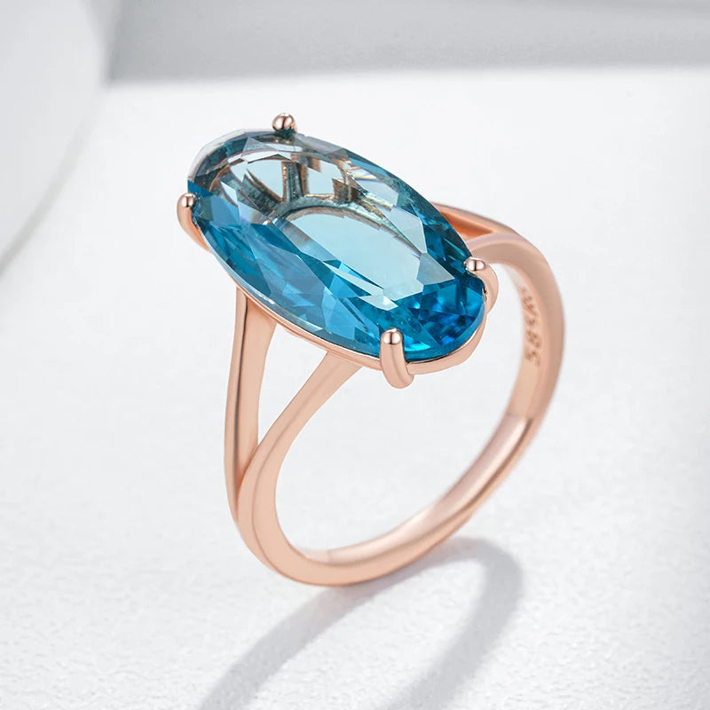 Blue Big Oval Wedding Rings