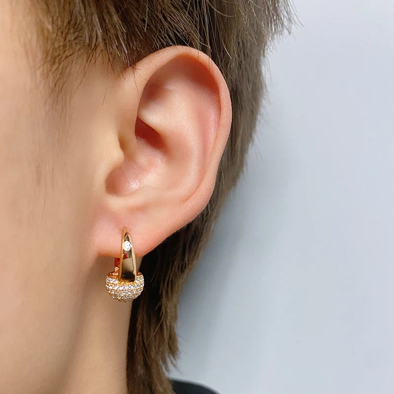 Rose Gold Colour Ball Drop Full Natural Earrings