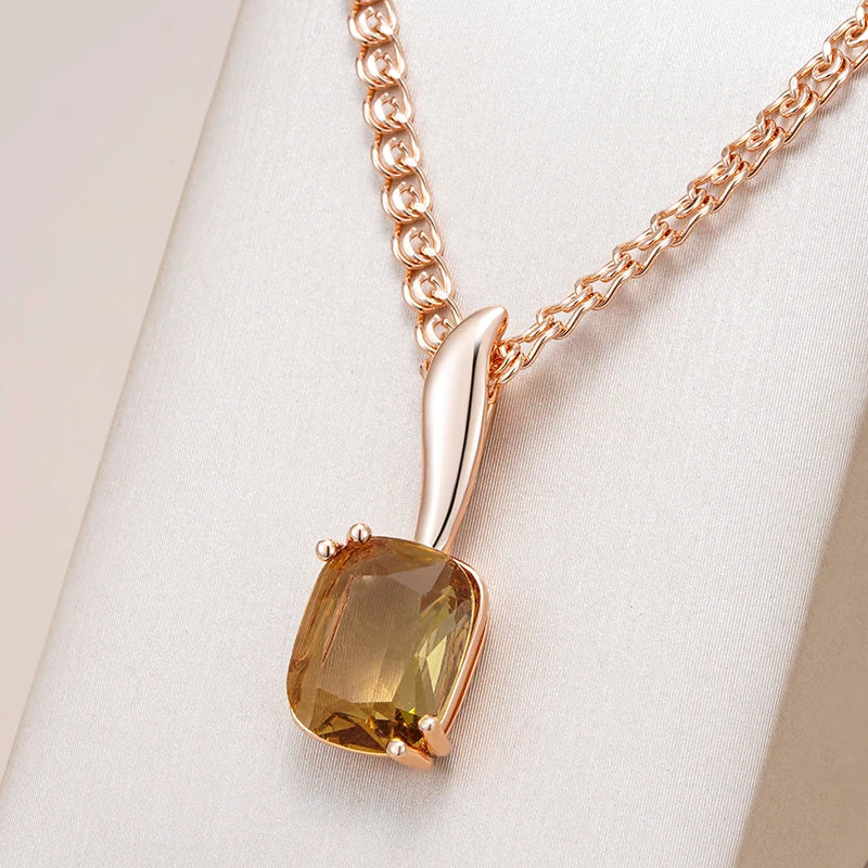 Square Brown Pendant Necklace