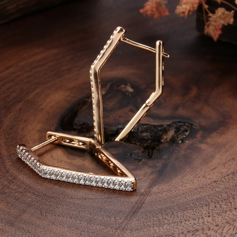 Gold Colour Fashion Geometric Drop Earrings