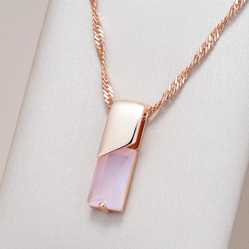 New Luxury Natural 585 rose Gold Pendant Necklace 009