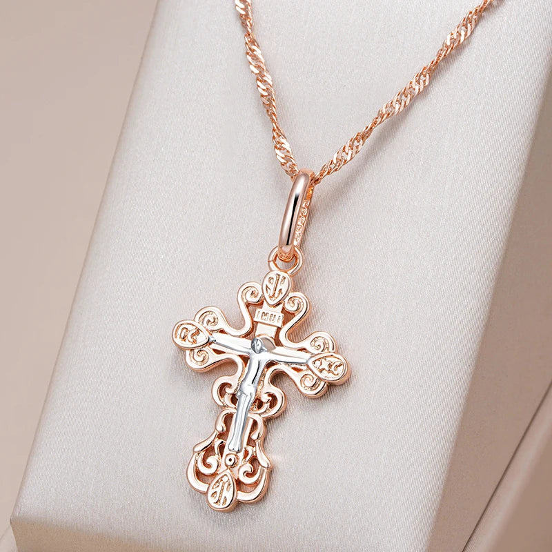 New Luxury Natural 585 rose Gold Pendant Necklace 018