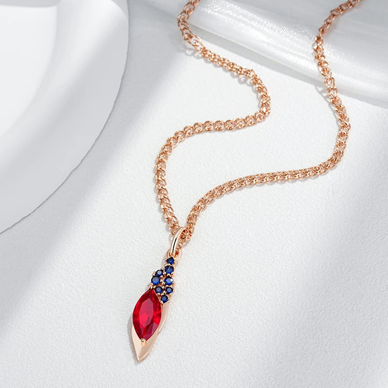 Fashion Red With Blue Natural Rose Colour Pendant Necklace