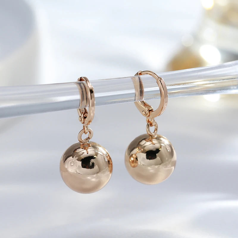 Simple Glossy Spherical Modern Metal Hoop Earrings