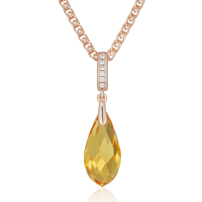 New Luxury Natural 585 rose Gold Pendant Necklace 021