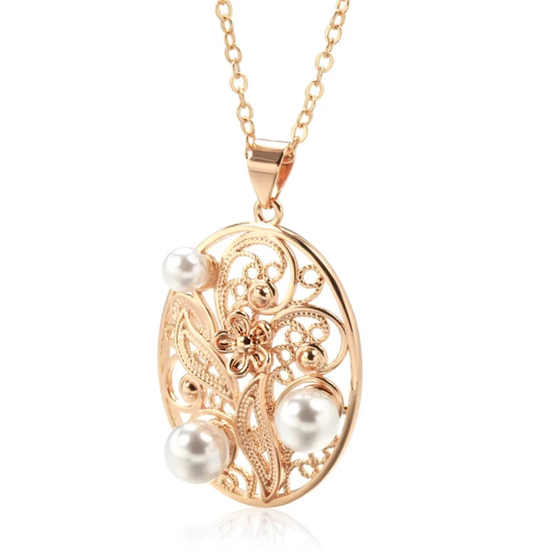 New Luxury Natural 585 rose Gold Pendant Necklace 003