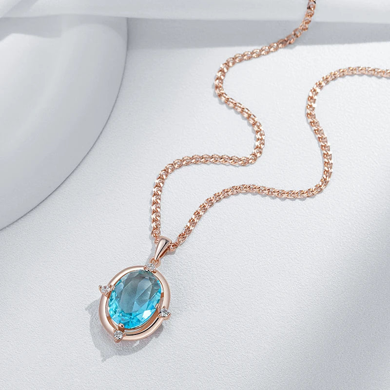 Simple Romantic Blue Natural Bridal Pendant Necklace