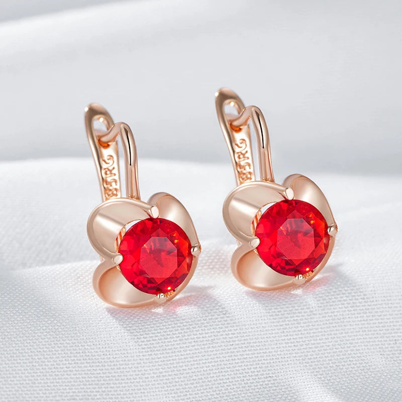 Shiny Red Natural English Earrings