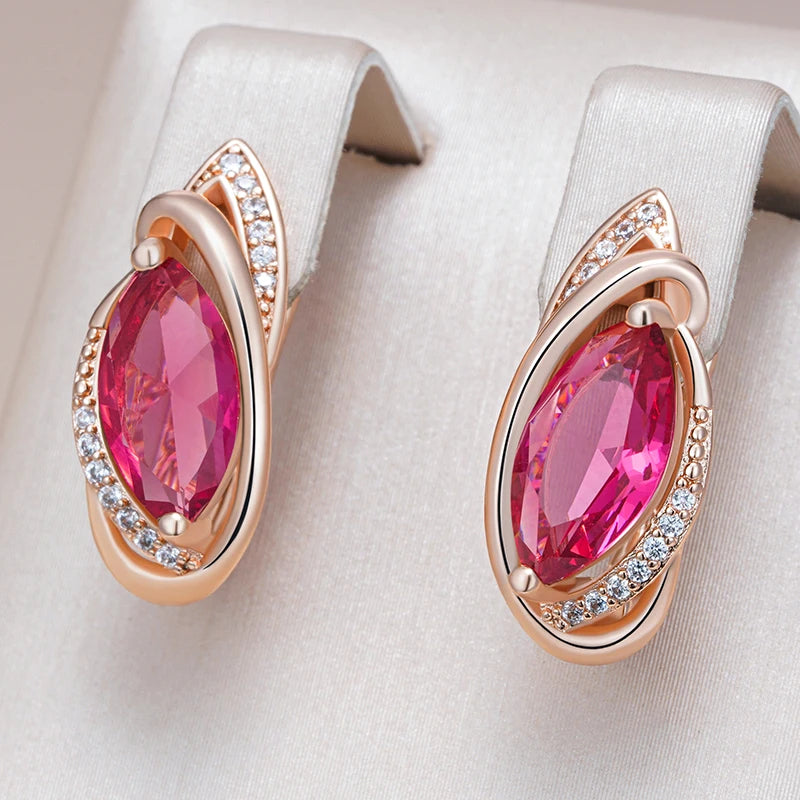 Red Rhombus Natural Drop Earrings