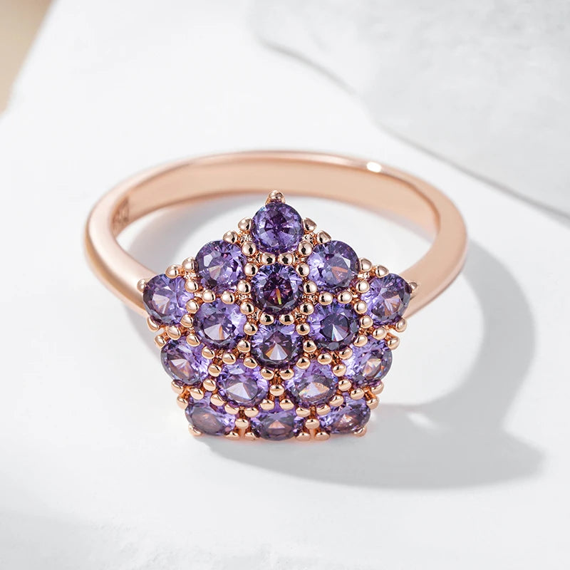 Trend Big Vintage Natural Glossy Metal Ethnic Bride Ring 044