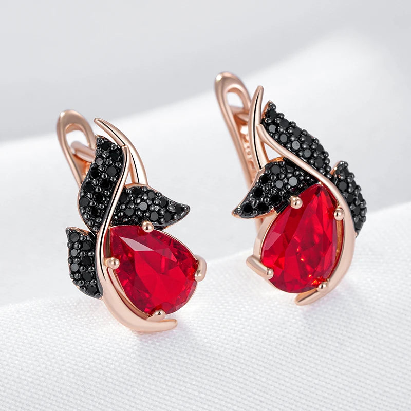 Shiny Red High Quality Natural Drop Earrings