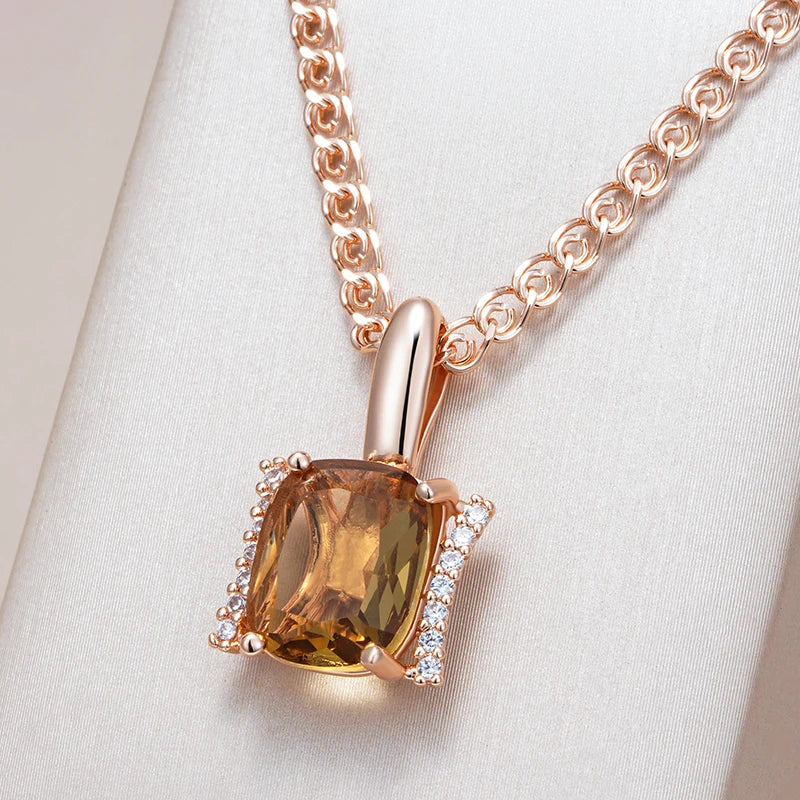 Big Brown Natural Zircon Bride Pendant Necklace