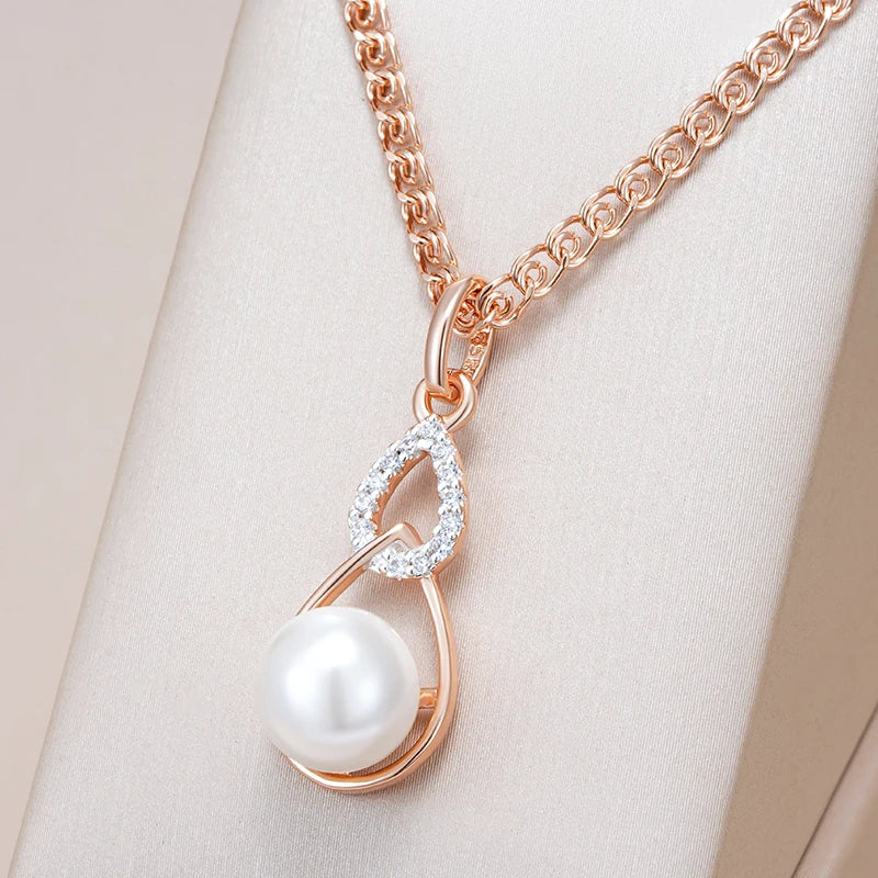 New Luxury Natural 585 rose Gold Pendant Necklace 029