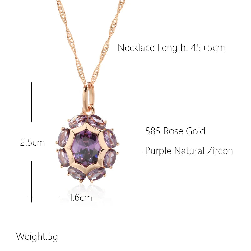 Unusual Sparkling Oval Purple Natural Zircon Pendant Necklace - Legacy Magics