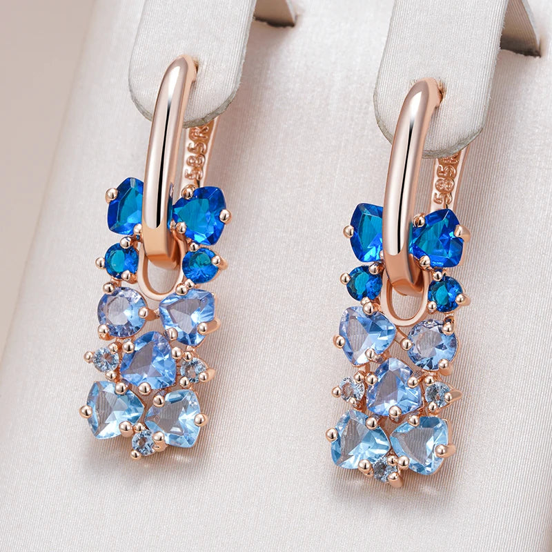 Hot Shiny Blue Crystal Gift Drop Earrings