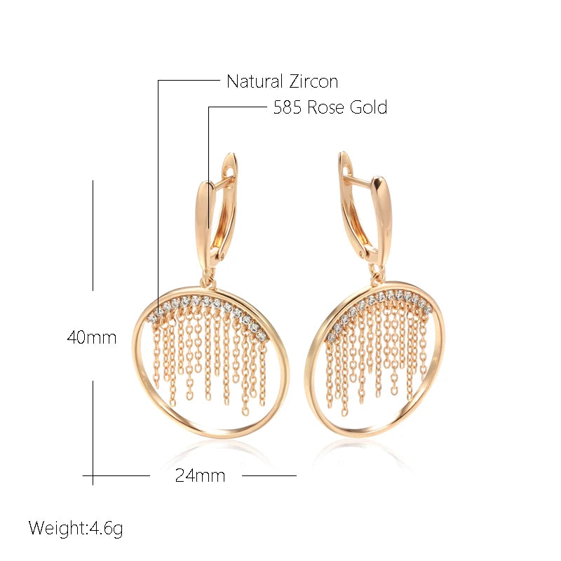 Gold Colour Long Tassel Dangle Earrings