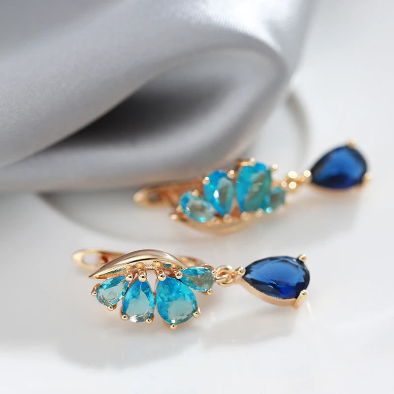 Blue & Gold Drop Earrings