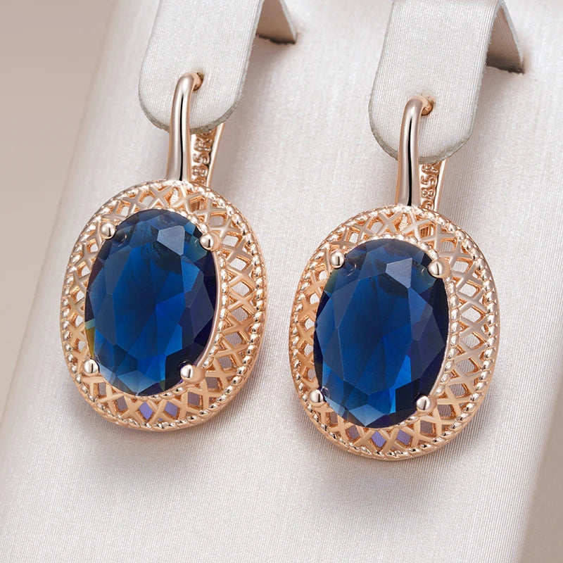 Hot Oval Blue Drop Earrings