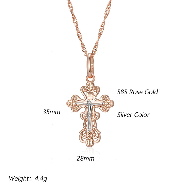 New Luxury Natural 585 rose Gold Pendant Necklace 018