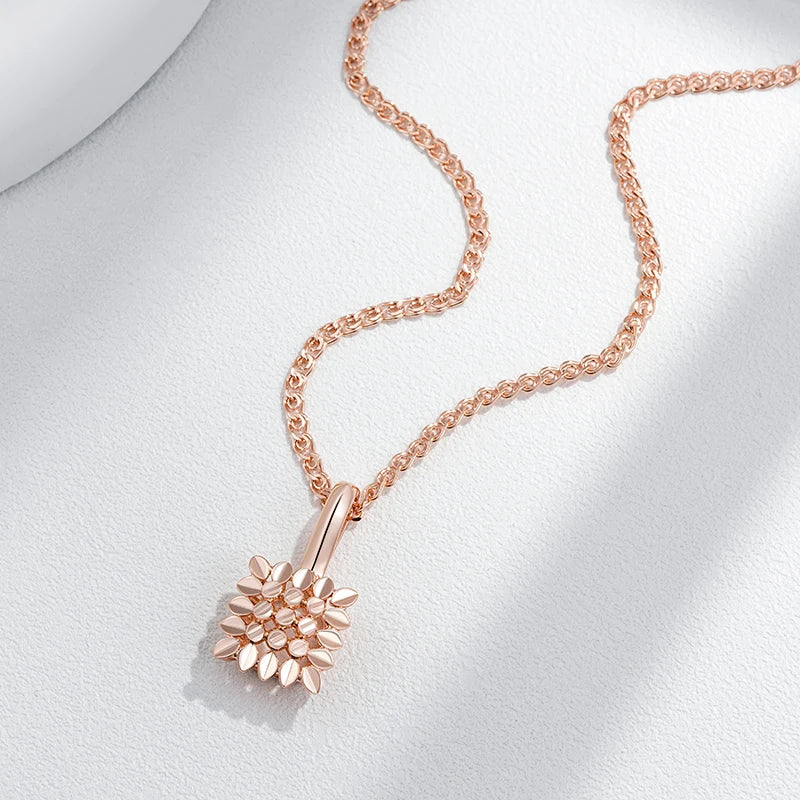 Hot Square Glossy 585 Rose Gold Color Pendant Necklace