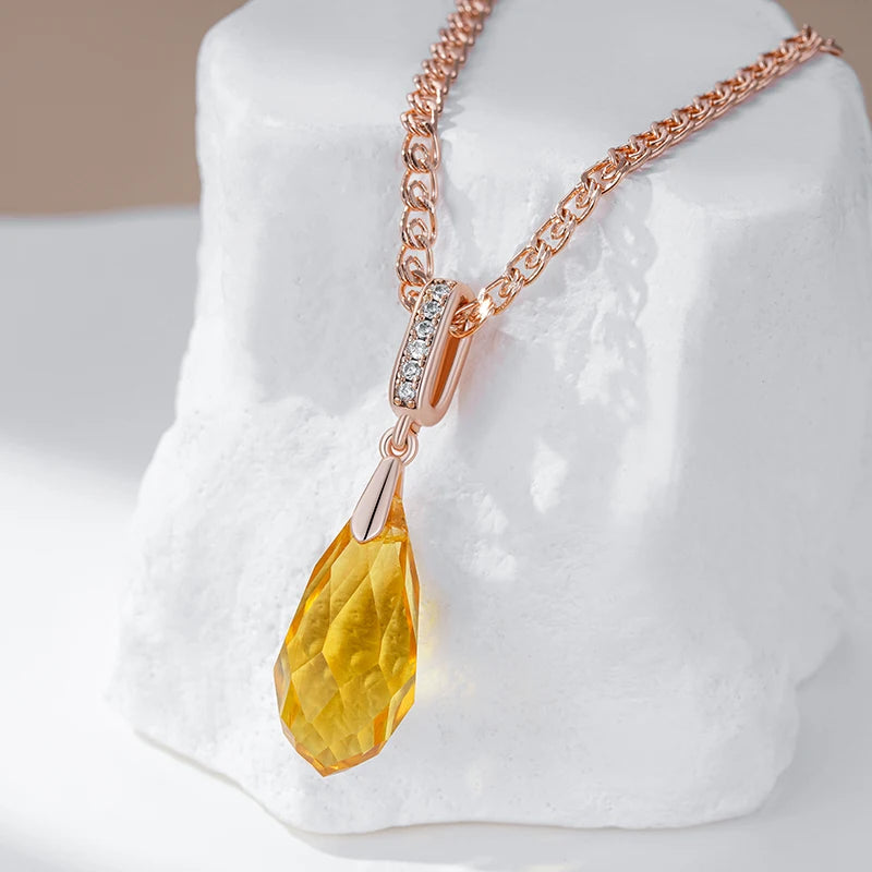 New Luxury Natural 585 rose Gold Pendant Necklace 021