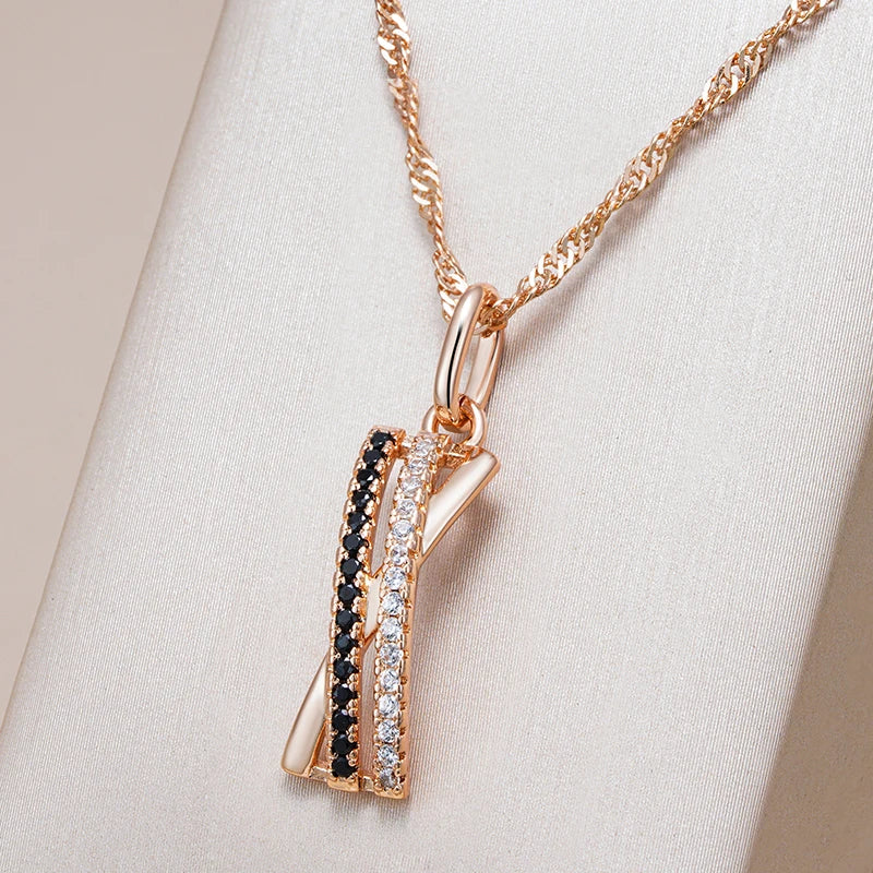 New Luxury Natural 585 rose Gold Pendant Necklace 011