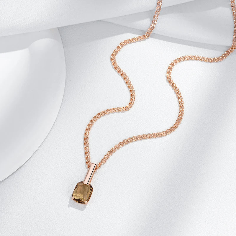 Hot Square Brown Natural Pendant Necklace