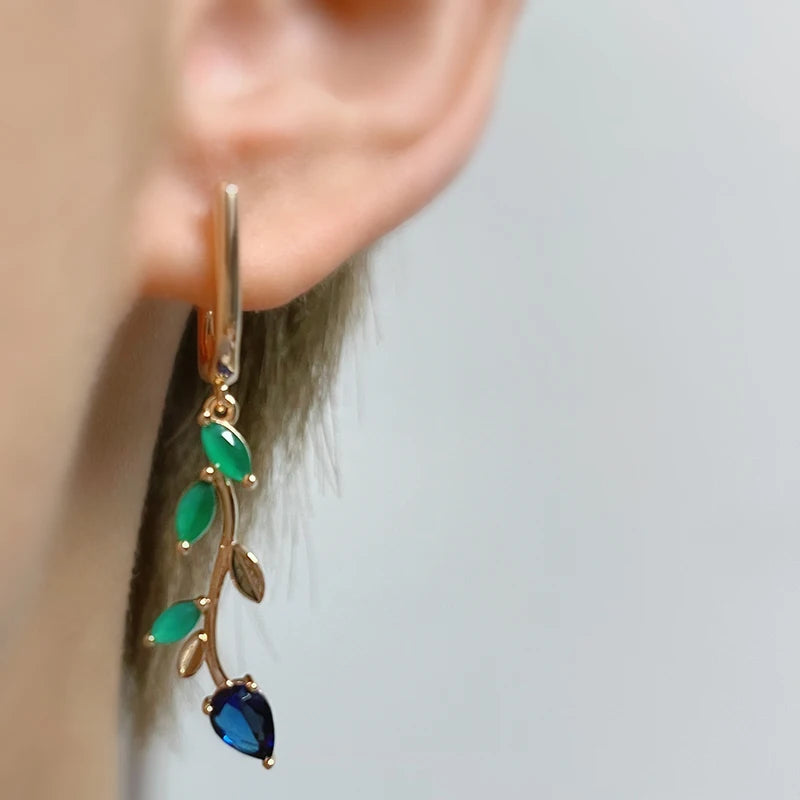 Long Leaf Drop Earrings