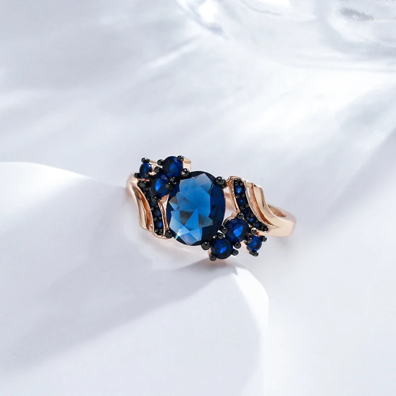 Luxury Blue Gold Black Plating Vintage Rings