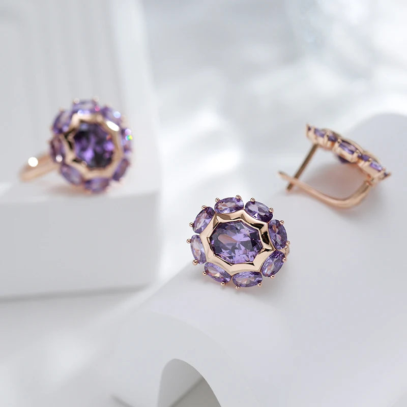 Unusual Sparkling Oval Purple Natural Rings