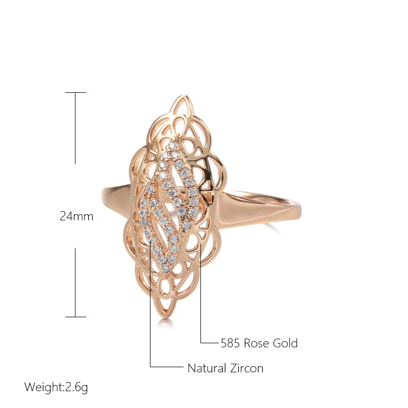 Luxury Rose Gold Ring Natural Hollow Rings