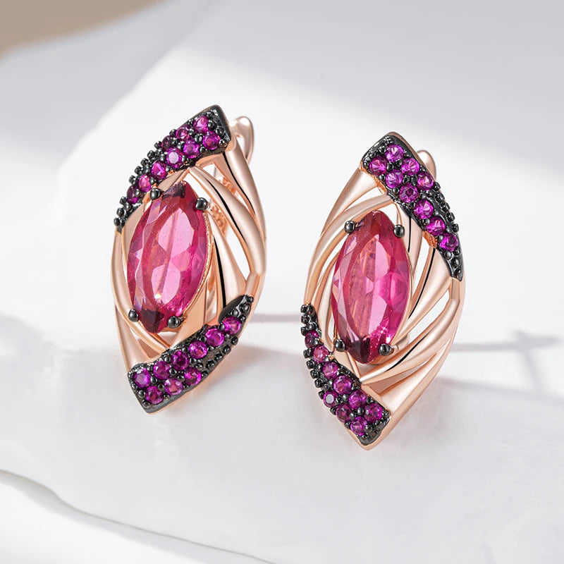 Hot Shiny Red Natural Zircon Drop Earrings