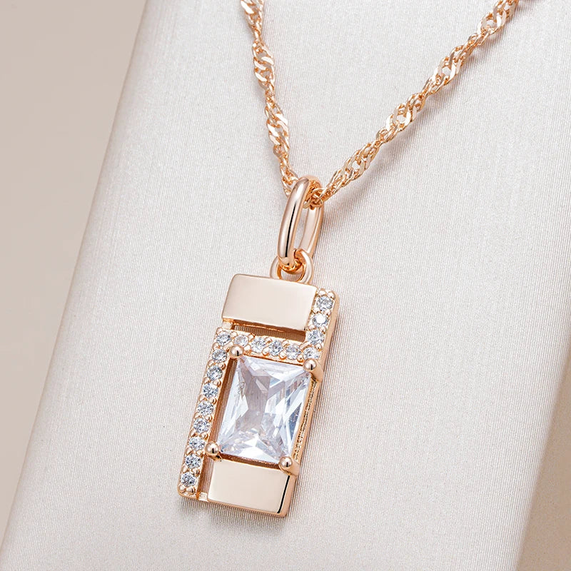 New Luxury Natural 585 rose Gold Pendant Necklace 005