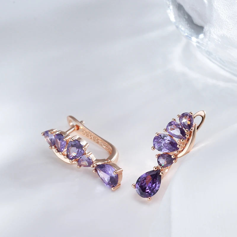 New Purple Natural Zircon Earrings