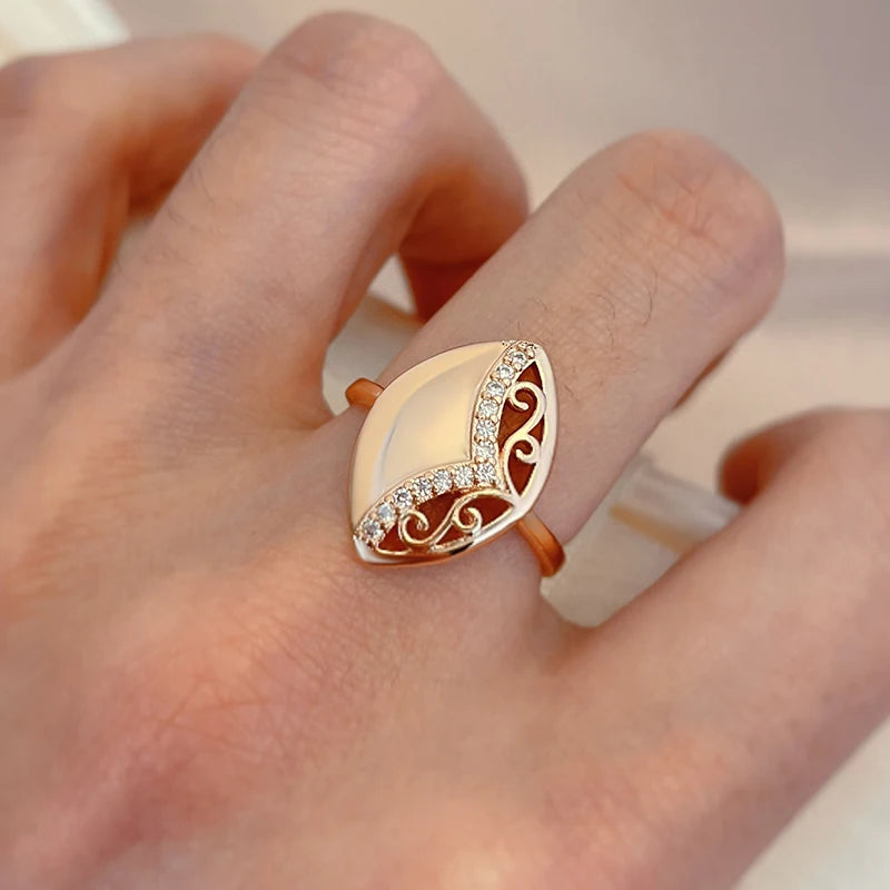 Trend Big Vintage Natural Glossy Metal Ethnic Bride Ring 092