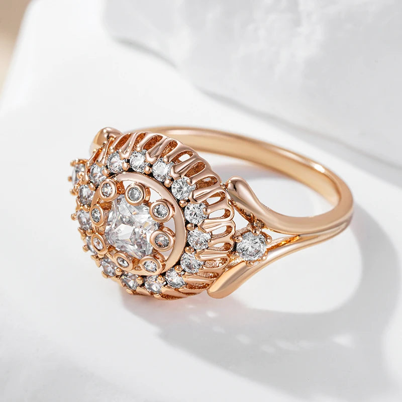 Shiny Natural Unique Crystal Flower Rings