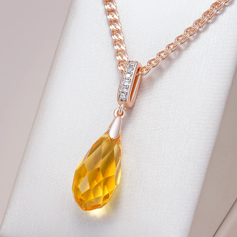 New Luxury Natural 585 rose Gold Pendant Necklace 021