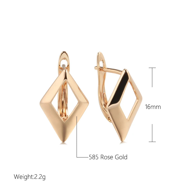 Glossy Dangle Gold Simple Hollow Rhombus Earrings