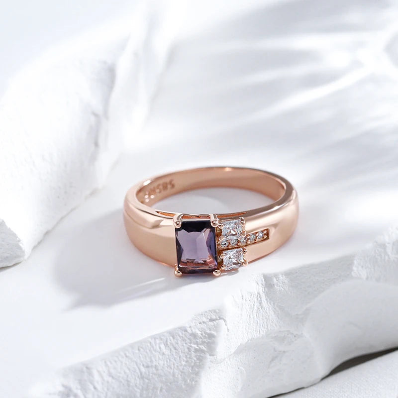 Hot Square Purple Natural Zircon Ring