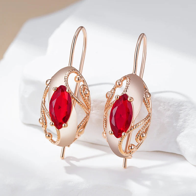 Hot red Gold Colour Heart Earrings