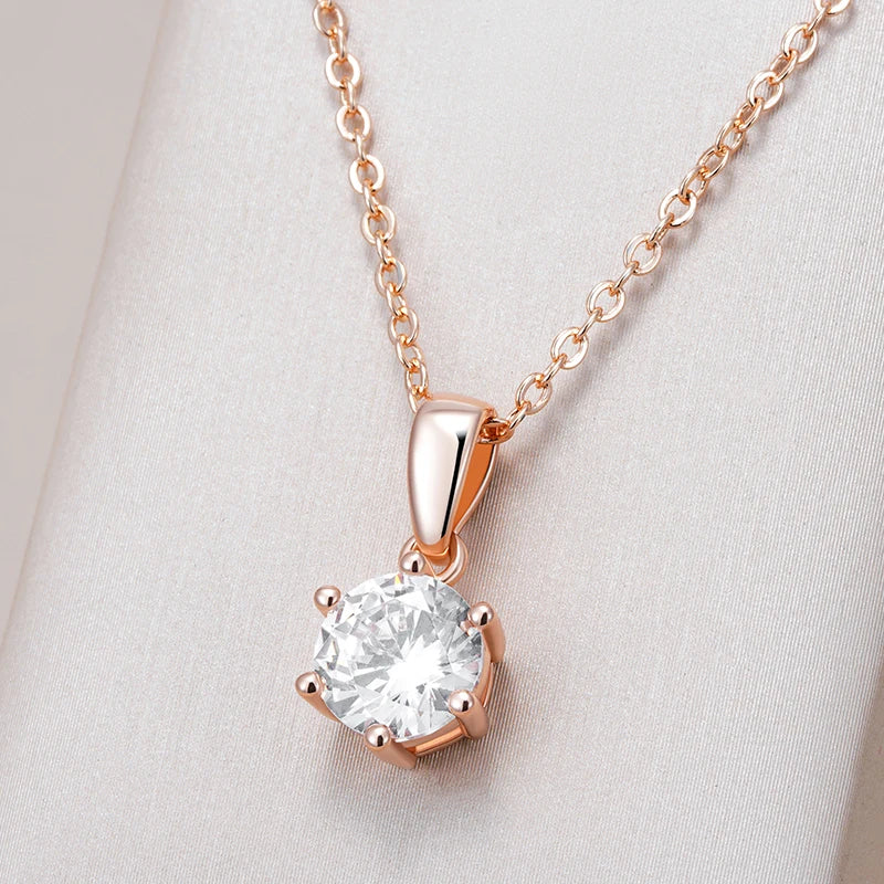 New Luxury Natural 585 rose Gold Pendant Necklace 016