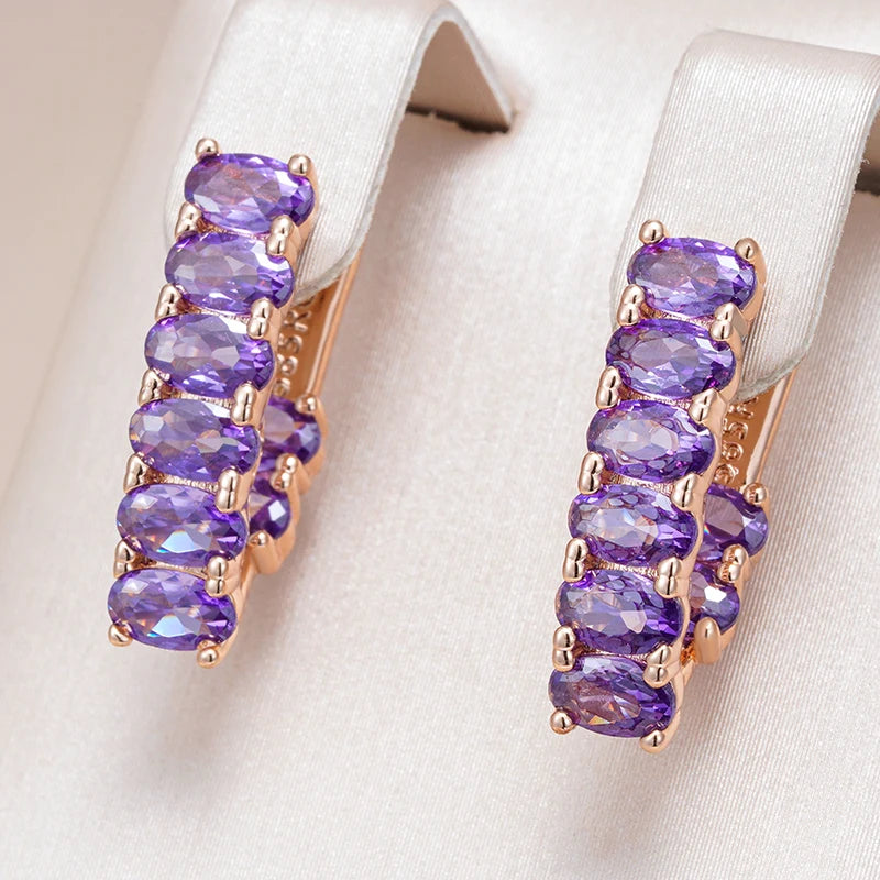 Hot Shiny Purple Natural Zircon Drop Earrings