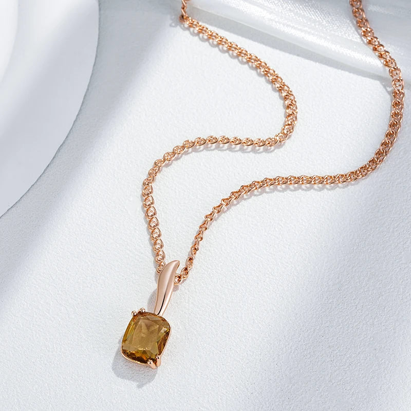 Square Brown Pendant Necklace