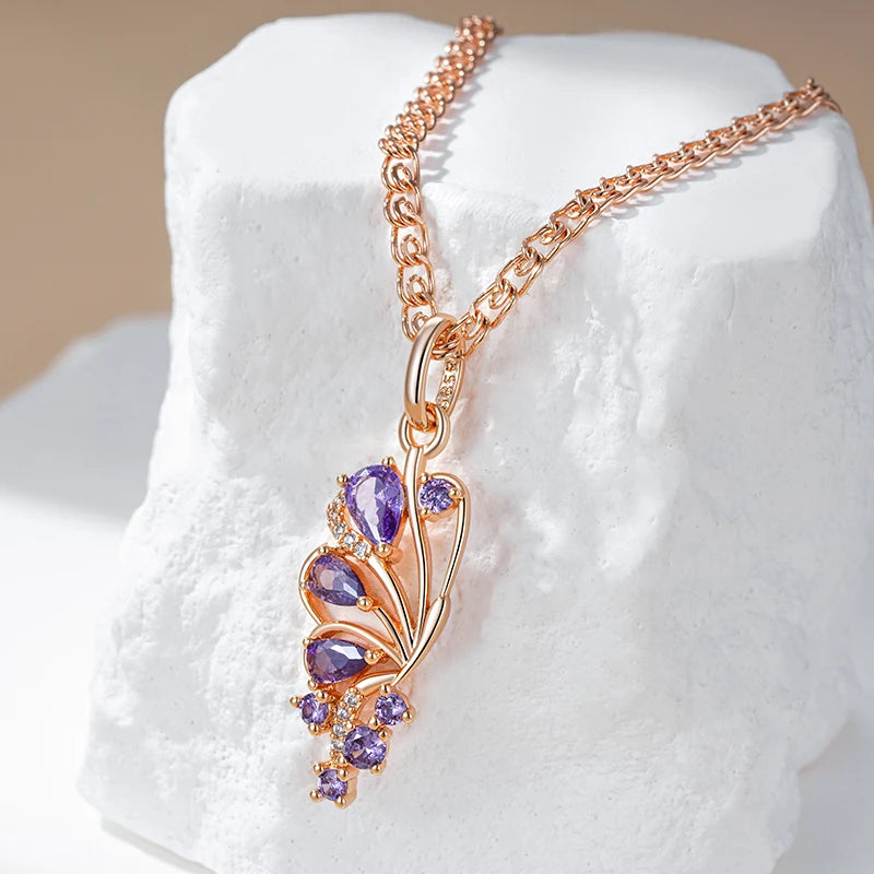 Hot Shiny Purple Butterfly Pendant Necklace