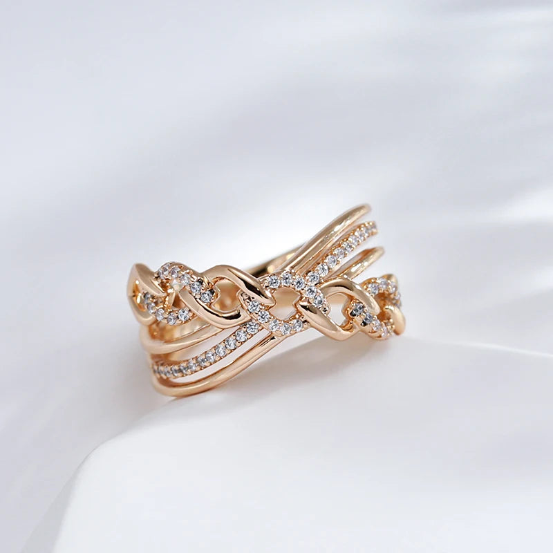 New Rose Gold Color Natural Zircon Big Rings