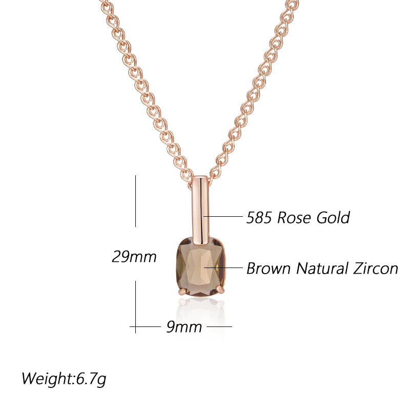 Hot Square Brown Natural Pendant Necklace