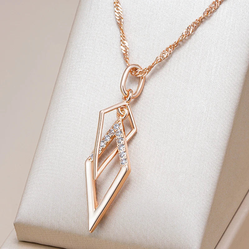 New Luxury Natural 585 rose Gold Pendant Necklace 017