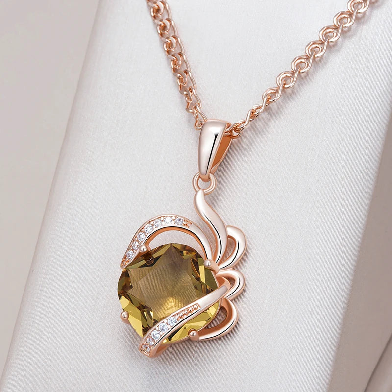 Brown Natural Zircon Pendant Necklace