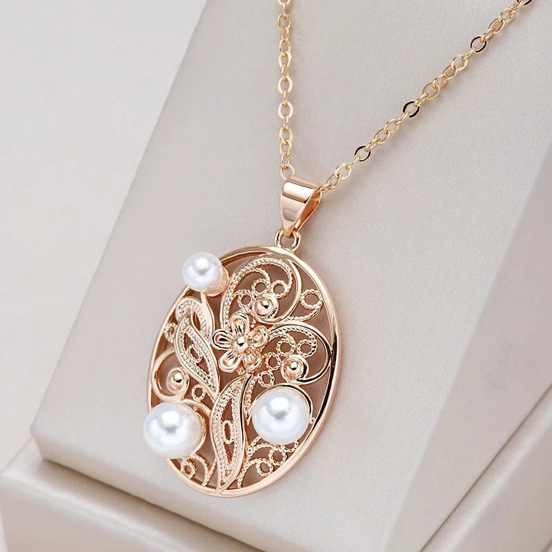 New Luxury Natural 585 rose Gold Pendant Necklace 003