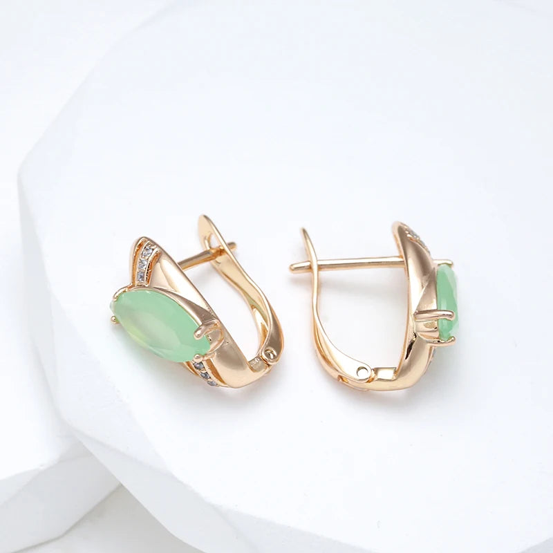 Emerald Rhombus Cut Drop Earrings